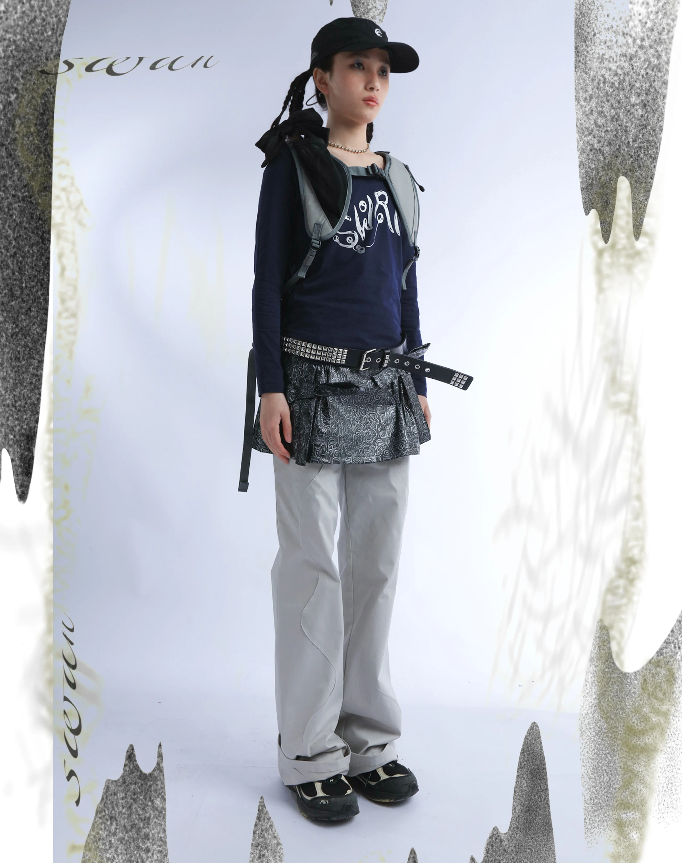 

Casual Coin ey Workwear Pants High Waist Wide Leg Wave Arc Cut Splicing Design Daily Leisure Commute Sle Cotton l W...