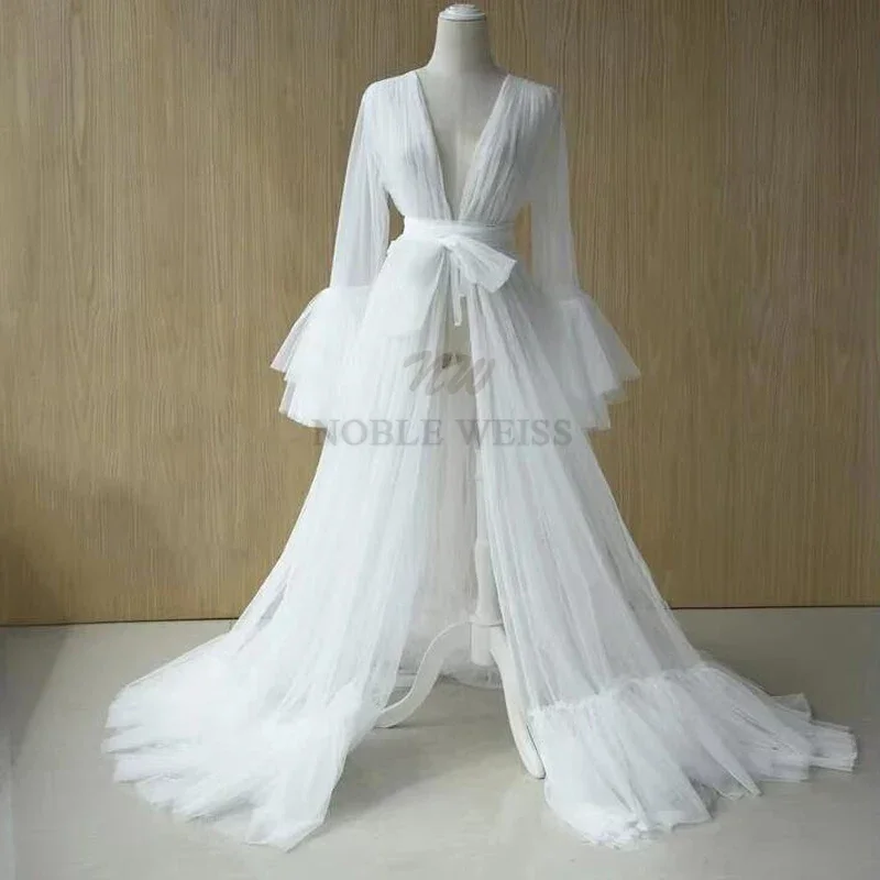 Tulle Long Wedding Robe Maternity Dress Photo Shoot Pregnant Women Photography Gown Kimono Evening Prom Robe jacket Customized