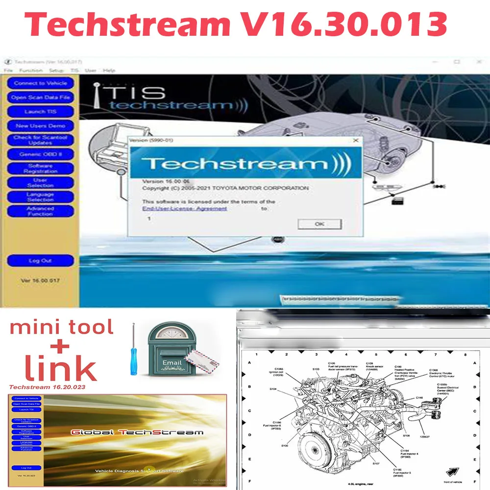 

Techstream V17.10.012 FOR OTC Scanner MINI VCI Diagnostic software Automobiles and car parts Auto Repair tool ECU ECM Device