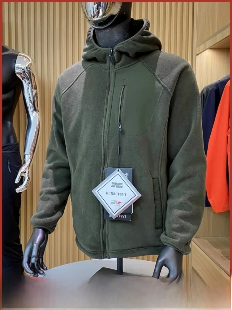 

Outdoor Men's Fce Lined Thiened Jaet Winter New Arrival Faionable Hooded Zipper Closure Windproof Polyester Fiber