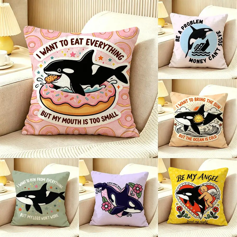animal Whale Cushion Cover Pillow Cover Nordic Minimalist Throw DoubleSided Print Cushion Case for Sofa Bedroom Decor