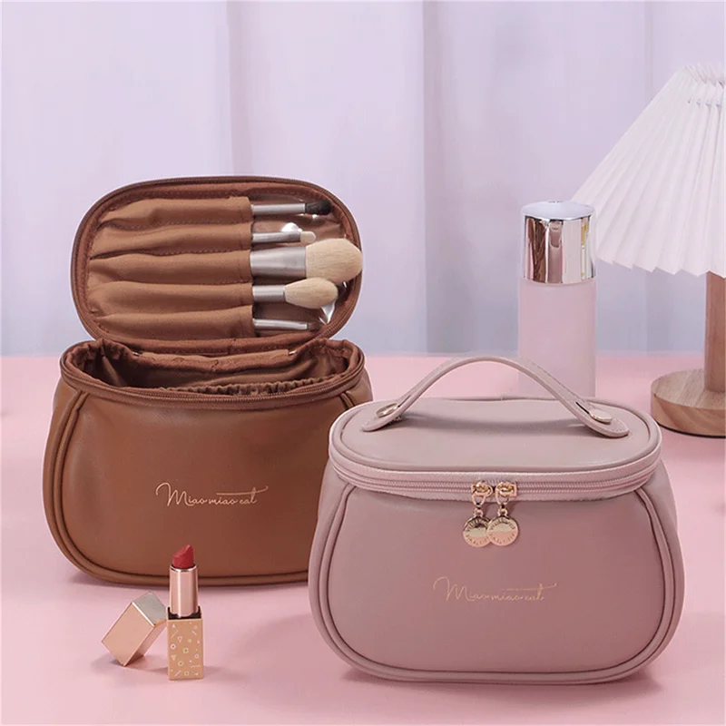 Borsa cosmetica da viaggio in pelle di grande capacità custodia per trucco portatile da donna borsa da toilette multifunzionale impermeabile per