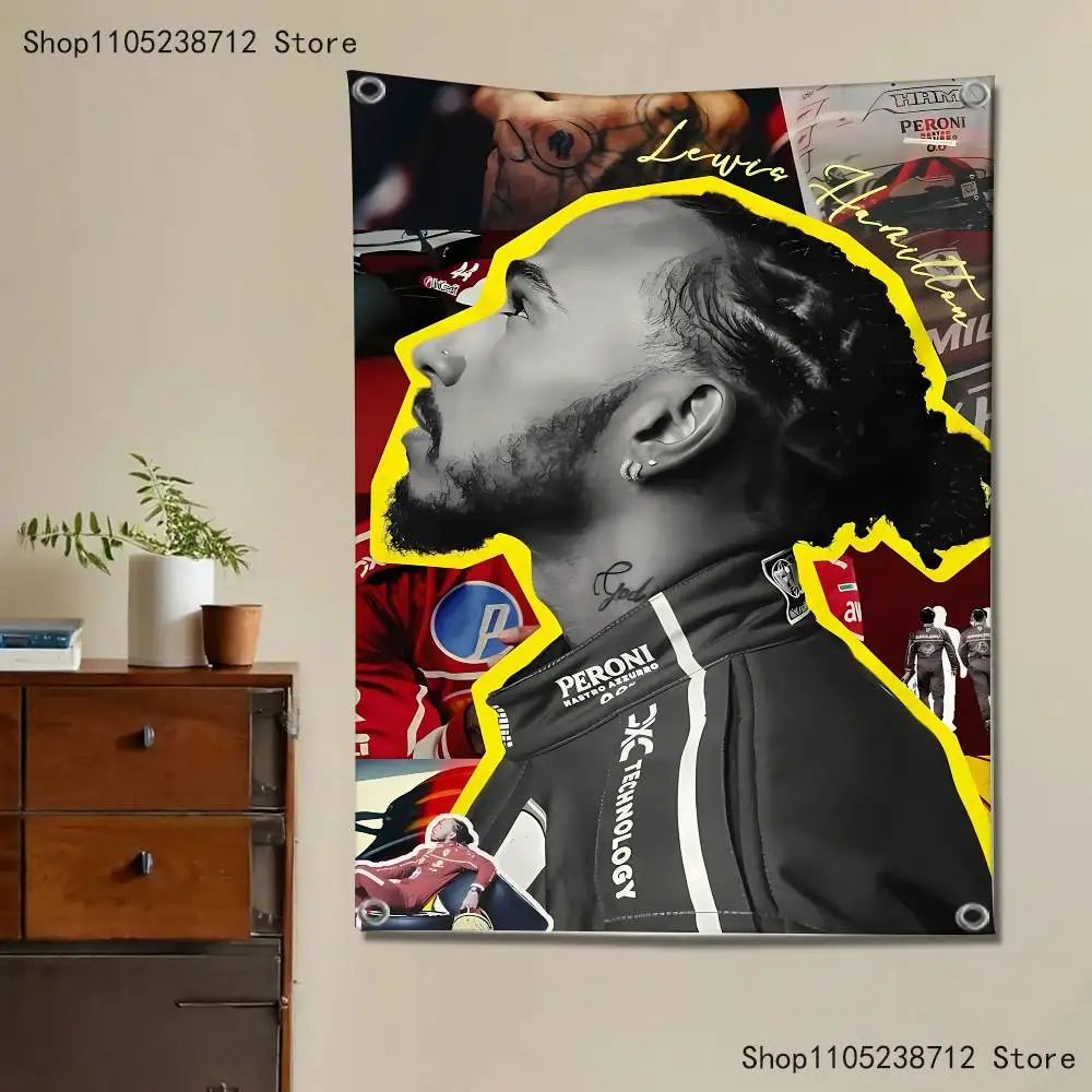 Racing 44 L-Lewis H-Hamilton Flag Tapestry Banner For Bedroom Outdoor Living Room Restaurant Bar Wall Decor Party view 6