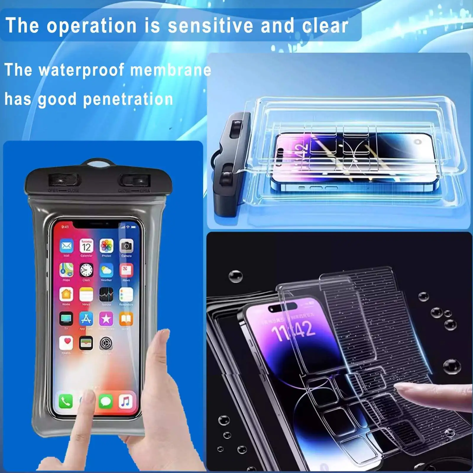 Waterproof Cell Phone Dry Bag Compatible for iPhone ,IPX8 Cellphone Dry Bag,Pouch for Beach Kayaking Travel Beach Cruise