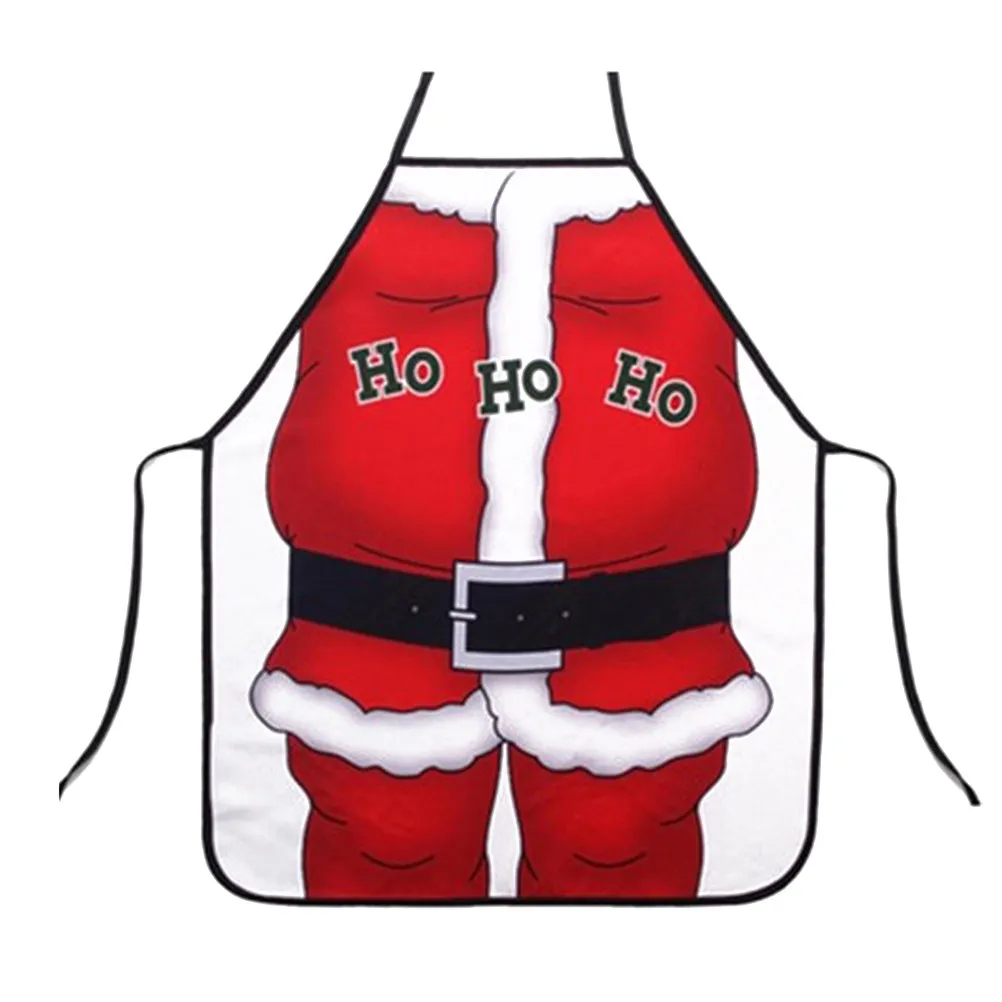 Adult Santa Claus Apron Free Size Colorful Polyester Funny Secret Santa Gift Kitchen Cooking Baking Barbecue Christmas Party