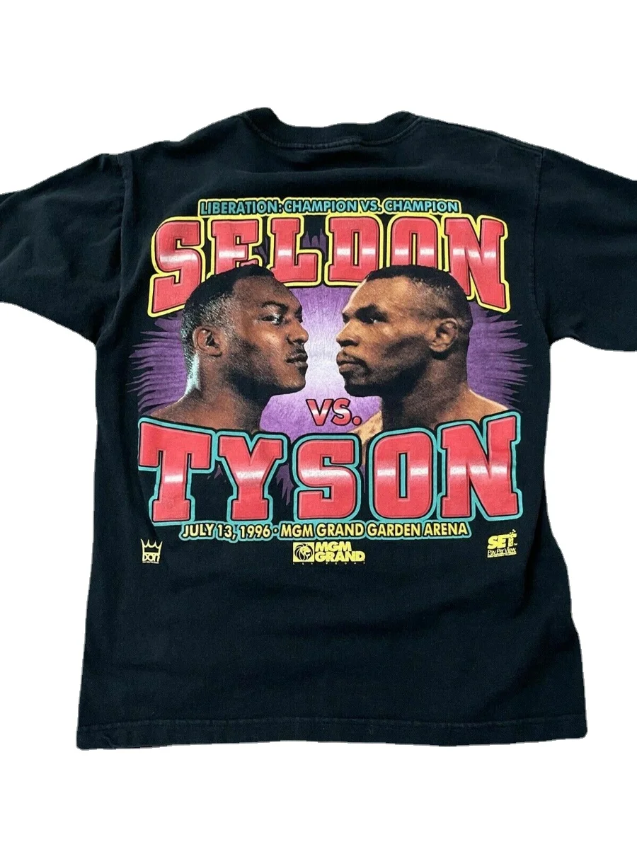 Vintage Original 1996 Mike Tyson Seldon Fight T-Shirt Funny Vintage Gift Tee Men\'s 100% Cotton Casual T-shirts Loose Top S-3XL