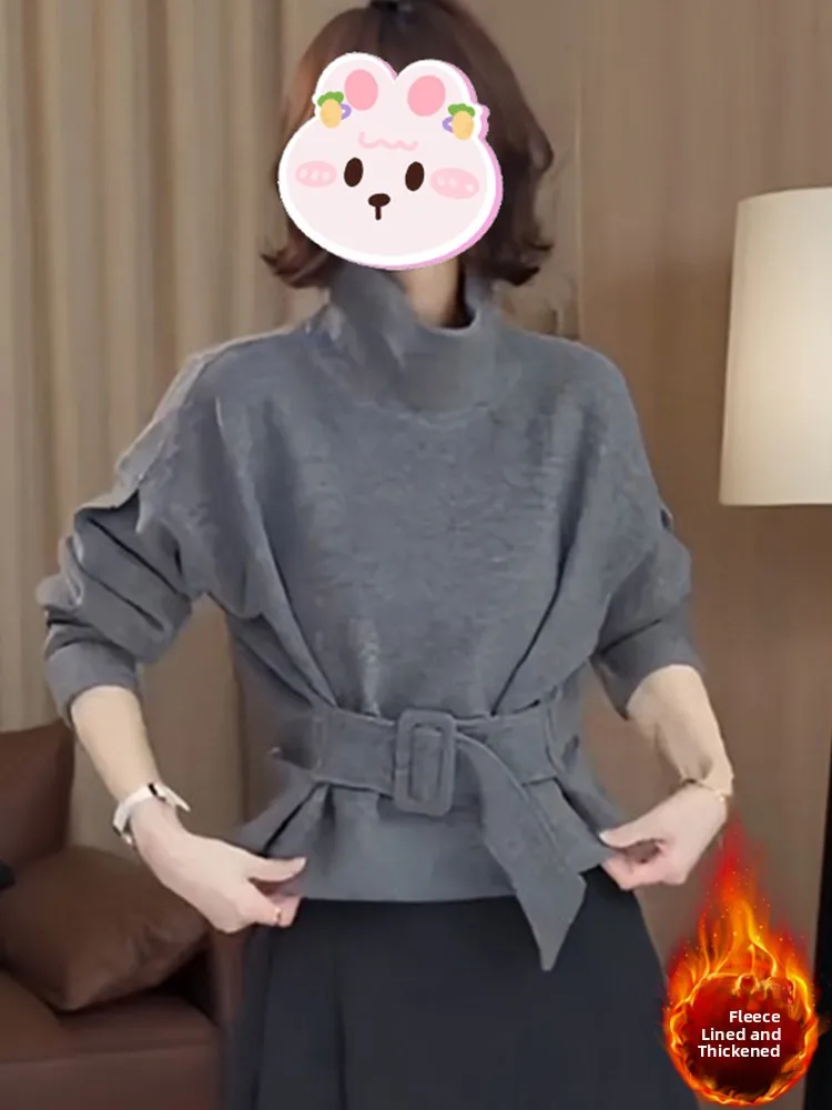 Felpa con Cappuccio da Donna Thiened Fce, Vita con Cordoncino, Collo Alto, Casual, Maniche Lunghe, Nuovo Arrivo Invernale