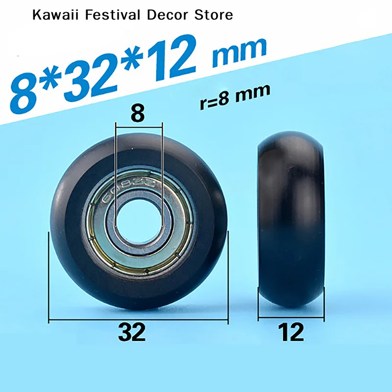 【K】1PC 608 ZZ 8*32*12mm 608ZZ Package Plastic Nylon Wrap POM Line Wire Rope Bearing Pulley Plastic Wheel