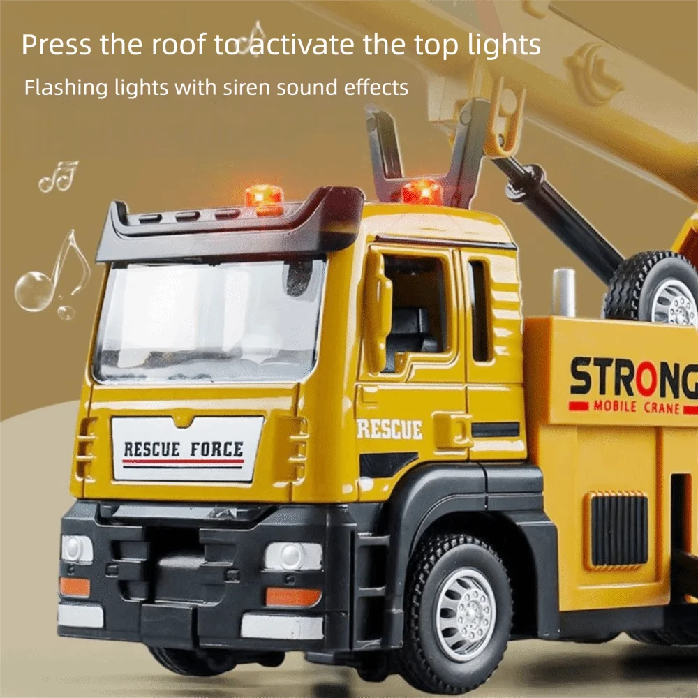 Alloy Crane Rescue Vehicle Large Size Electric Construction Trucks Sounds Lights Inertia Toy Engineering Vehicle Model