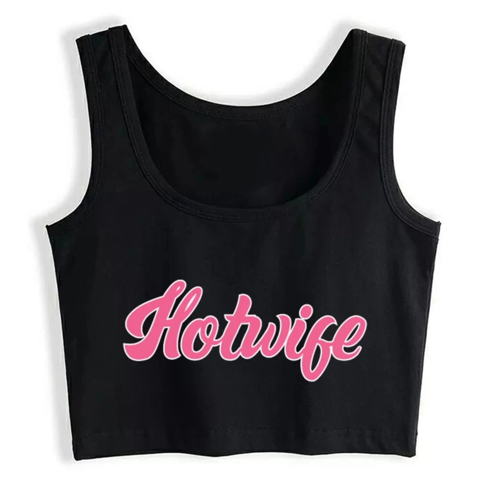 Pink Hotwife Design Cotton Sexy Slim Fit Crop Top Adult Humor Fun Flirting Style Tank Tops Swinger Naughty Training Camisole