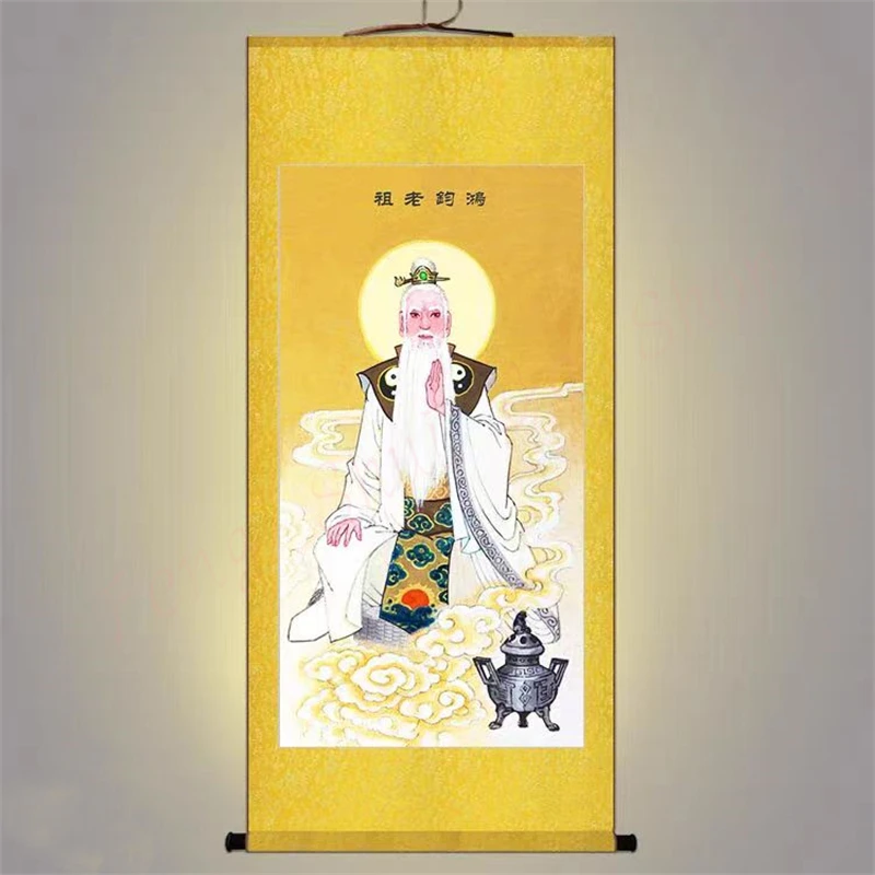 

Hongjun Ancestor Hanging Painting, Silk Scroll Painting, Home Retro Decoration, Auspicious, Supports Customization