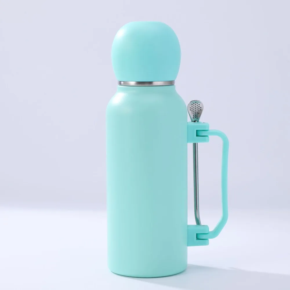 Portable Stainless Steel Insulated Bottle 1200ml Large Capacity Sports Water Bottle Leak Proof with Straw Spoon Vacuum Flask