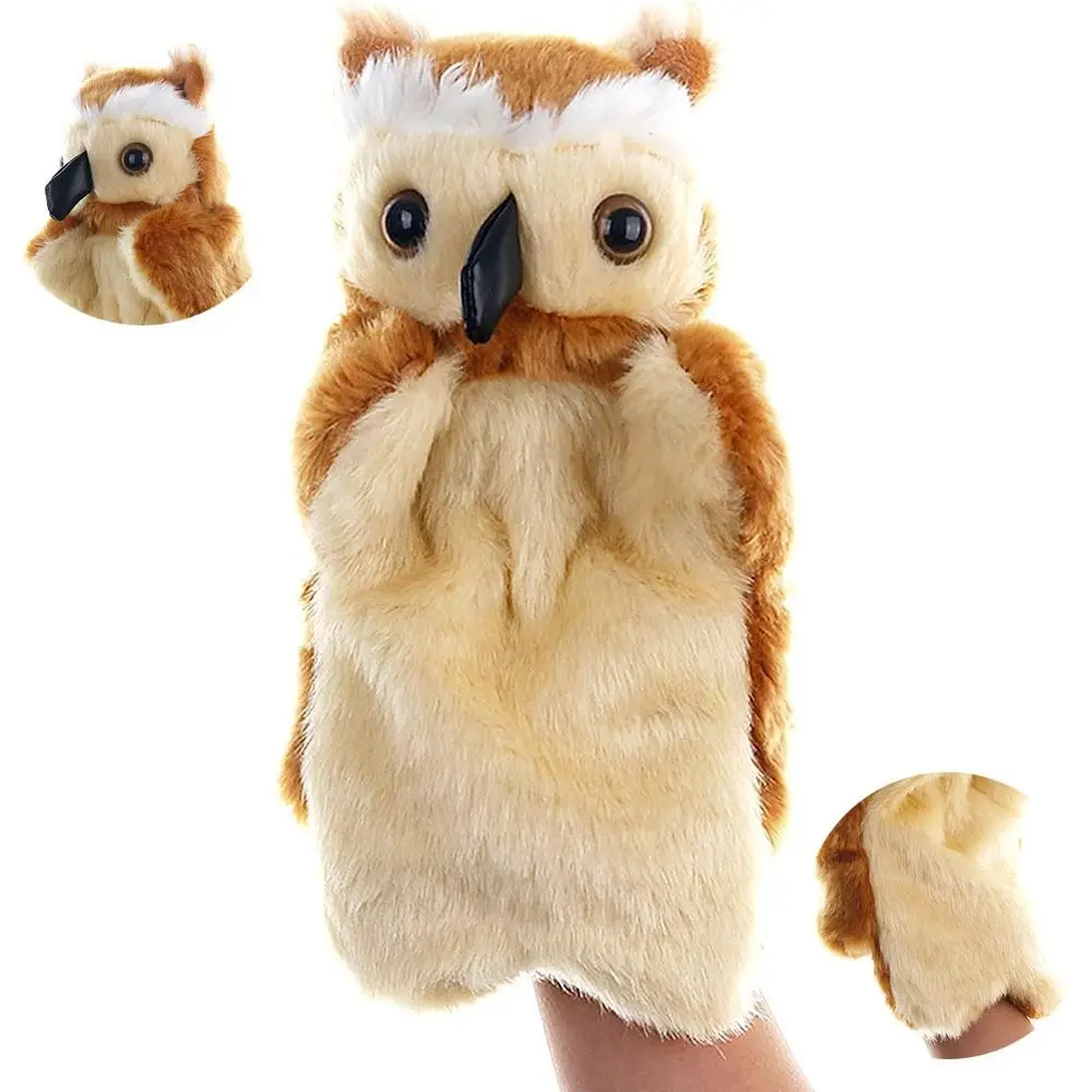 Creative Plush Owl Hand Puppets Soft Brown Baby Educational Toy Interactive Stuffed Animals Toy Kids