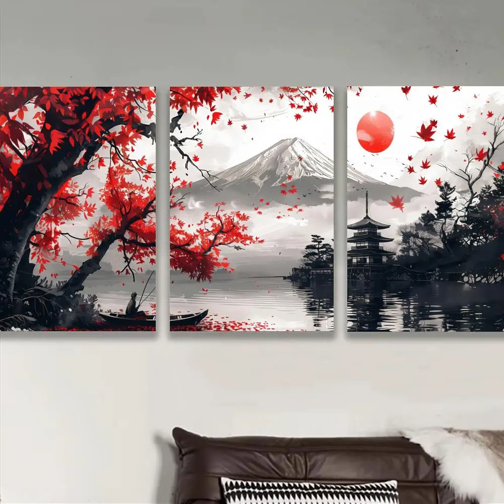 Japanese ink landscape painting Poster Removable Wall Sticker Mural for Living Room – Art Poster Home Decoration Decal