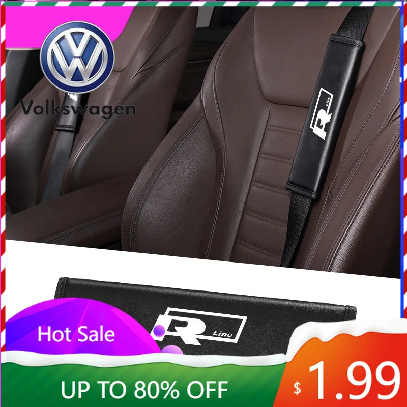 

For VW Volkswagen Jetta MK5 Golf 2pcs Car Seat Belt Cover Leather Shoulder Pad Accessories For R-Line Volkswagen Magotan Passat