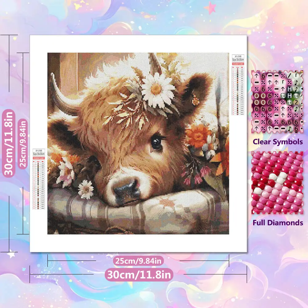 Diamond Painting Highland Cattle Picture Of Rhinestones Diamond Embroidery Animal Cow Crafts And Art Wall Decoration