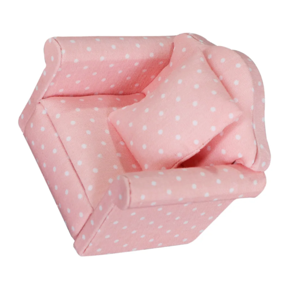 

Polka Dot Sofa Model Playhouse Furniture Accessory Children Plaything Cloth Miniature Ornament