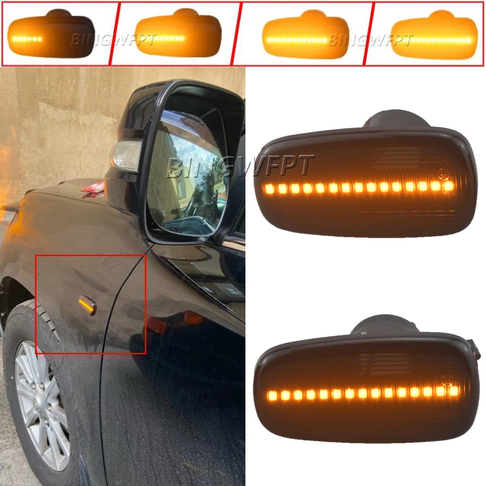 Dynamic LED Turn Signal Light Side Marker Lamps For Toyota Prius Kluger Wish Land Cruiser 200 Prado 120 RAV4 Altezza Lexus IS200