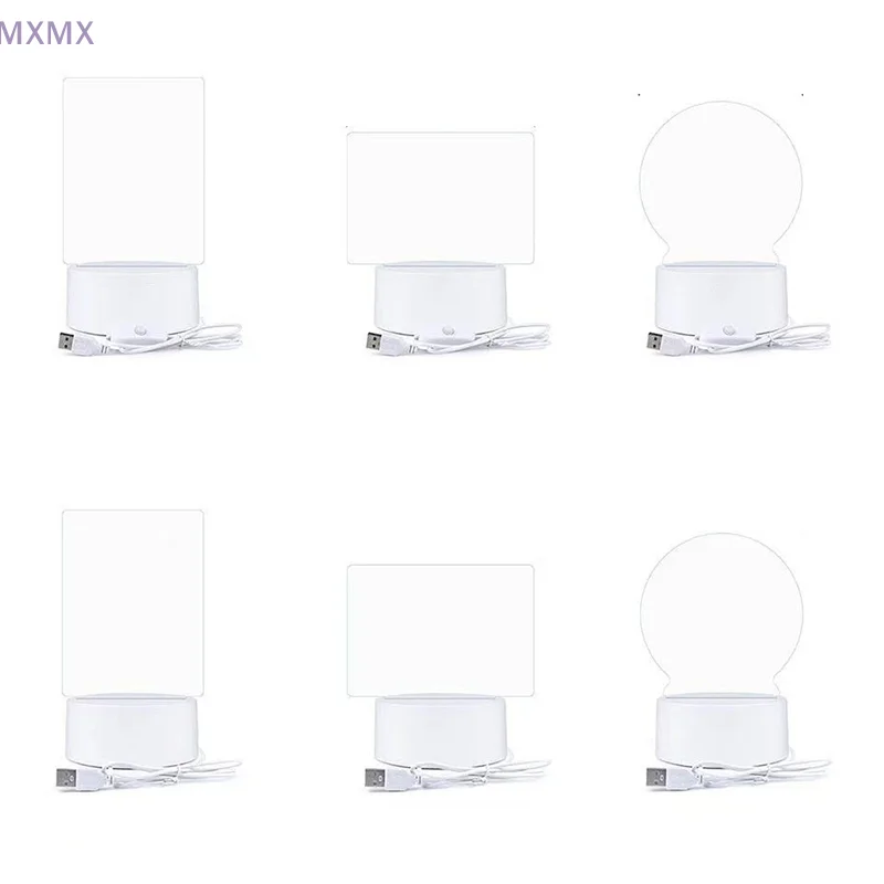 1 PC 3D Night Light DIY Writing Board Acrylic Intelligent White Base With Handwriting Pen Message Board Creative Gift Transparen