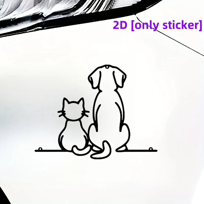 1pc Vinyl Car Decal Cat and Dog Back View Design, Waterproof Sticker for Motorcycles, Cars, Trucks and Laptop