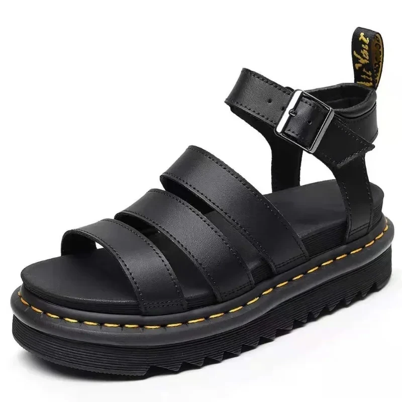 

2024 Spot Large Size 43 Summer New Thick Sole Casual Roman Sandals Women's Cross Border Round Head Buckle Shoes Platform shoes