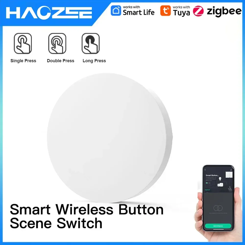 Tuya ZigBee Wireless Push Button Smart Scene Switch Controller Automation Scenario Linkage with Tuya devices Need Zigbee Gateway