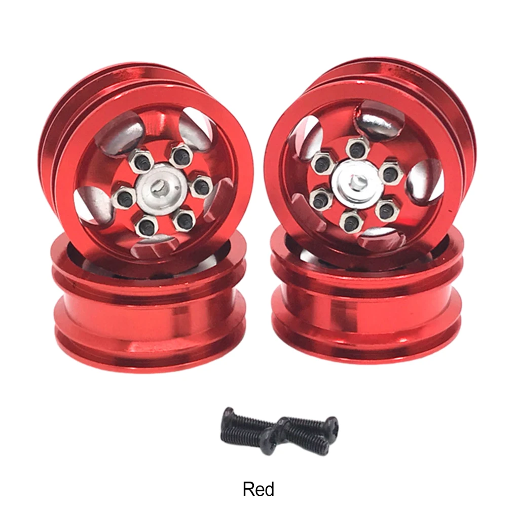 8pieces 1/16 Metal Wheel Rims RC Upgrade Part Aluminum Alloy Shock-proof Rc Metal Wheel Rims For WPL C14 RC Car Part Black