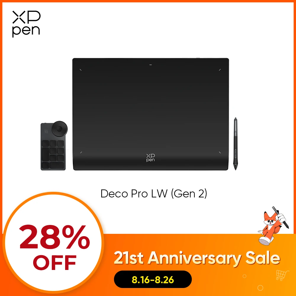 Tablet Gráfico XPPen Deco Pro (Gen 2) com 16K Níveis de Pressão, o Primeiro do Mundo com Caneta Digital X3 Pro para Desenho e Design