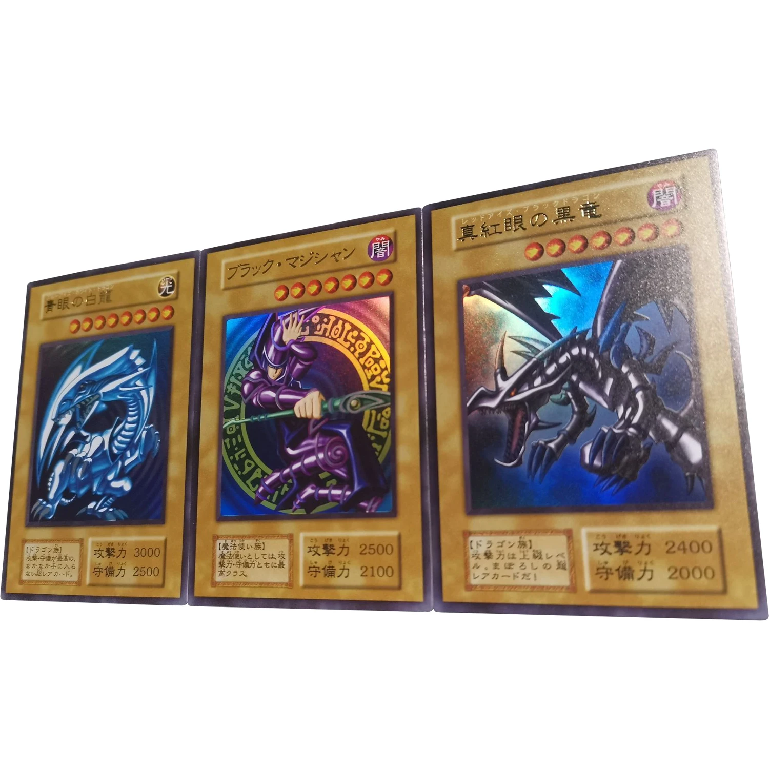 3Pcs/set Yu-Gi-Oh! Blue-Eyes White Dragon Red-Eyes Black Dragon Black Magician Flash Card Game Anime Collection Cards Gift Toys