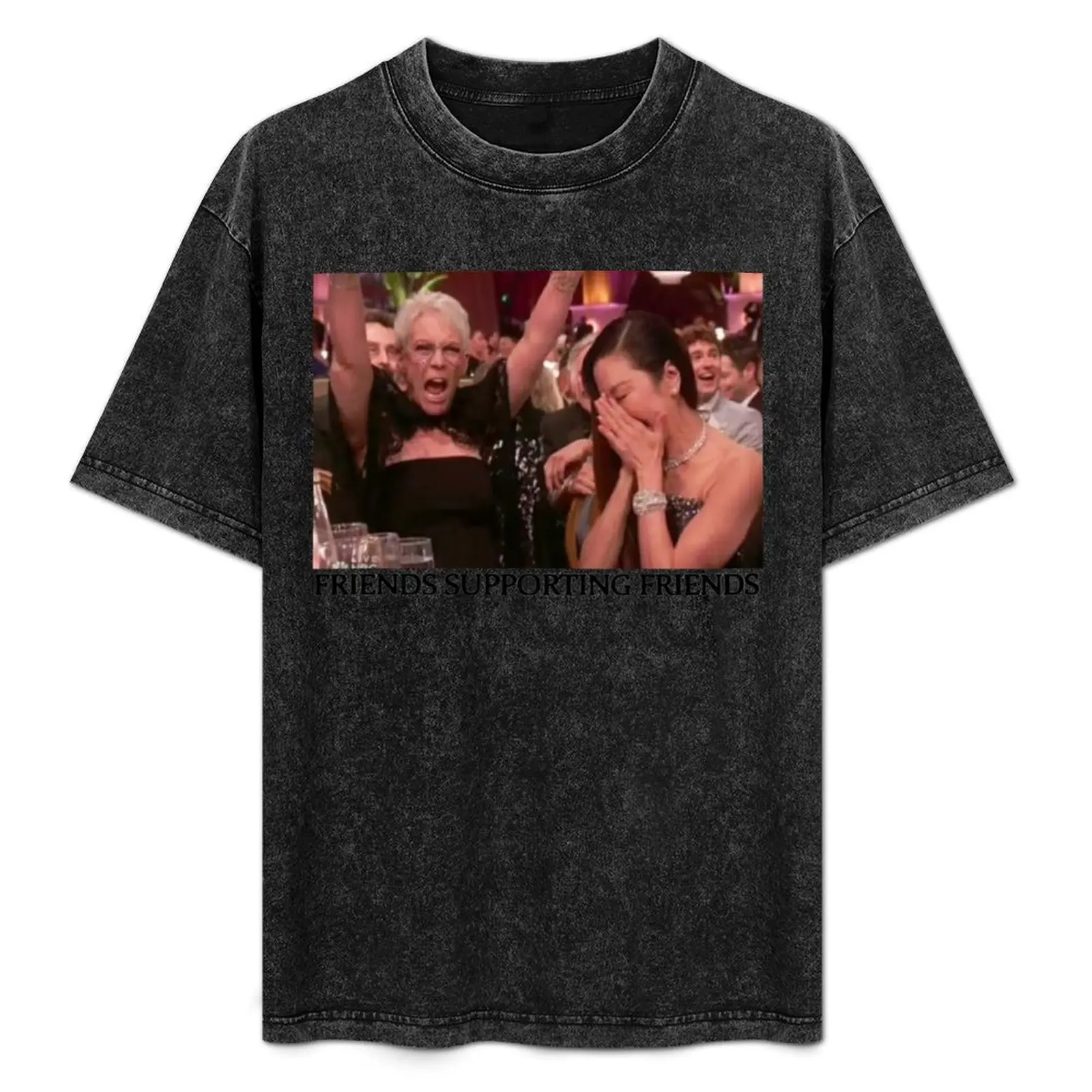 

michelle yeoh jamie lee curtis shirt friends supporting friends T-Shirt Basic Solid Color Casual Tee Shirt