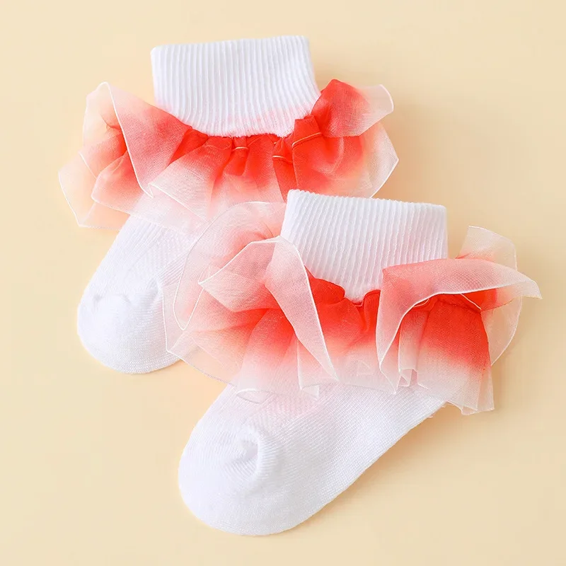 1-12 Months New European and American Fashion Popular Rainbow Lace Princess  Soft and Not Tired Feet Little Girl Socks