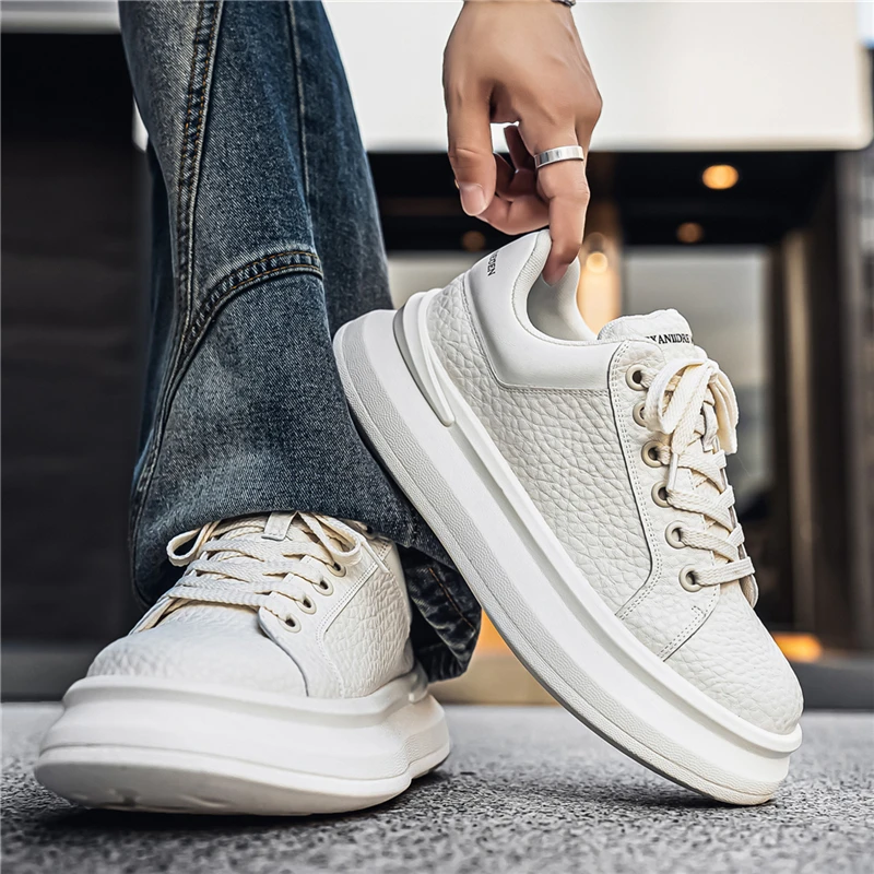 

Осень 202, новые модные белые туфли на толстой подошве, противоскользящие и прочные, универсальные и модные спортивные и повседневные мужские туфли