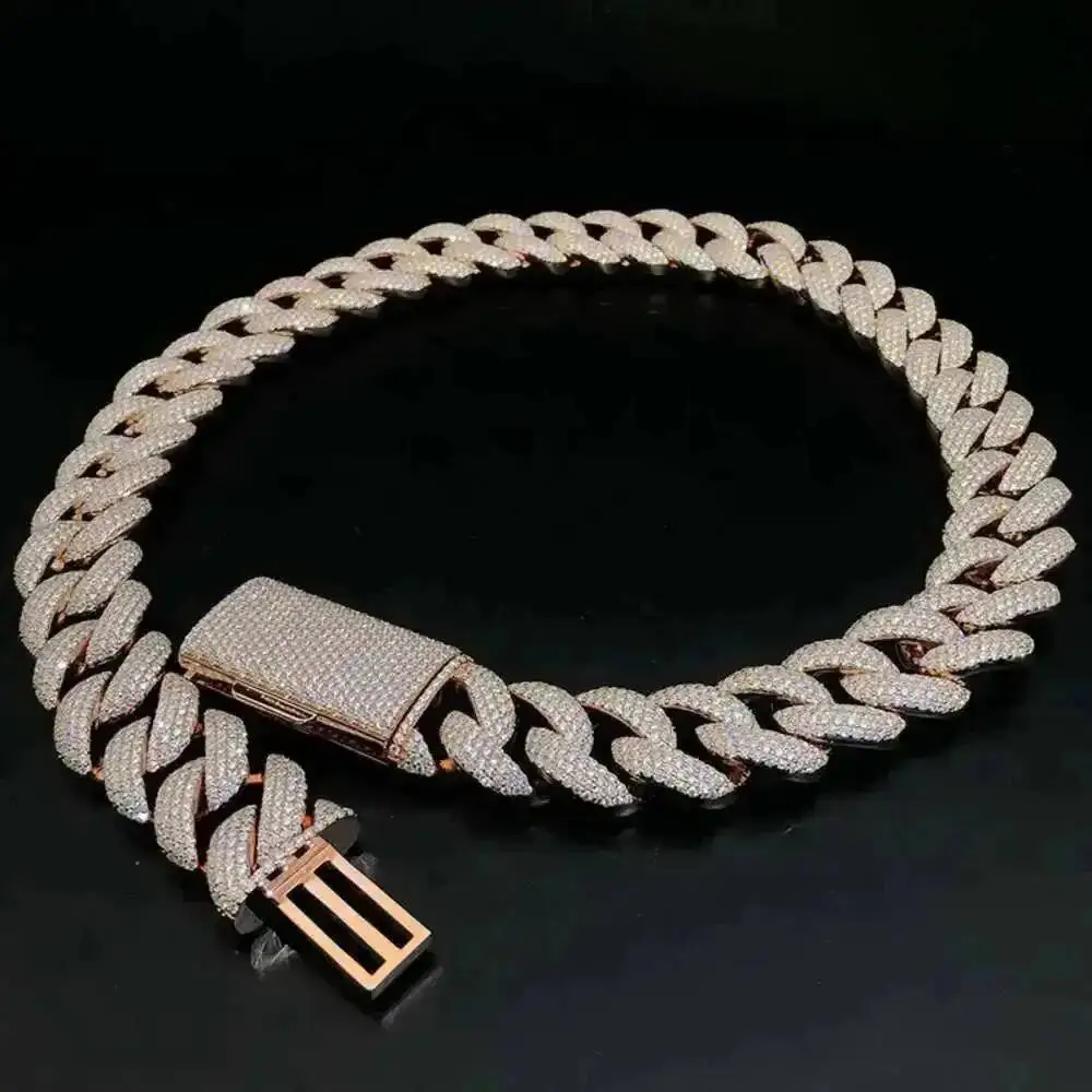 

Хип-хоп Iced Out Настоящее серебро S925 10k 14k 18k Solid Gold Iced Out Moissanite Diamond Factory Custom Кубинское ожерелье-цепочка