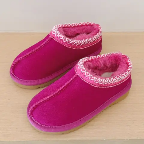 Winter Warm Kids Shoes Toddler Genuine Cow Leather Fur Slippers Classic Ultra Mini Girls Boys Snow Boots New Design Short Boots