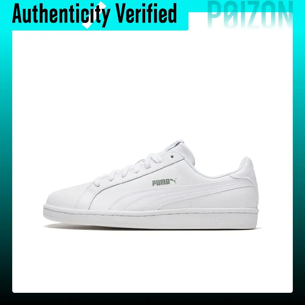 PUMA Smash Platform Animal Leather Comfortable Abrasion Resistant Lightweight Low top Skateboard Shoes Unisex White 356722-02