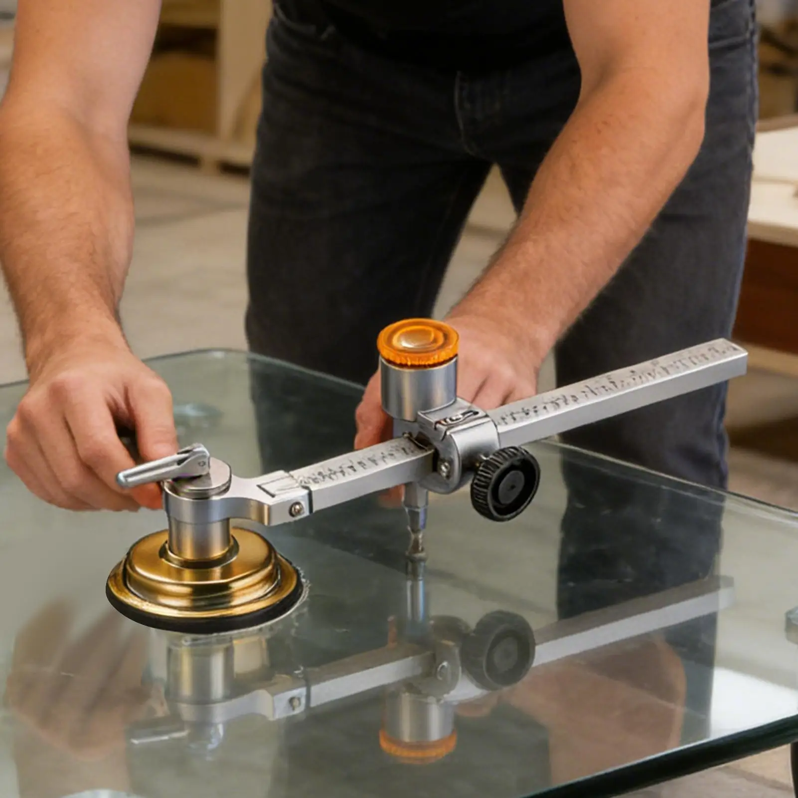 ガラス切断ツール精密吸引調整可能な合金コンパスプレキシガラスカッターミラーウィンドウ設置用写真フレームアート