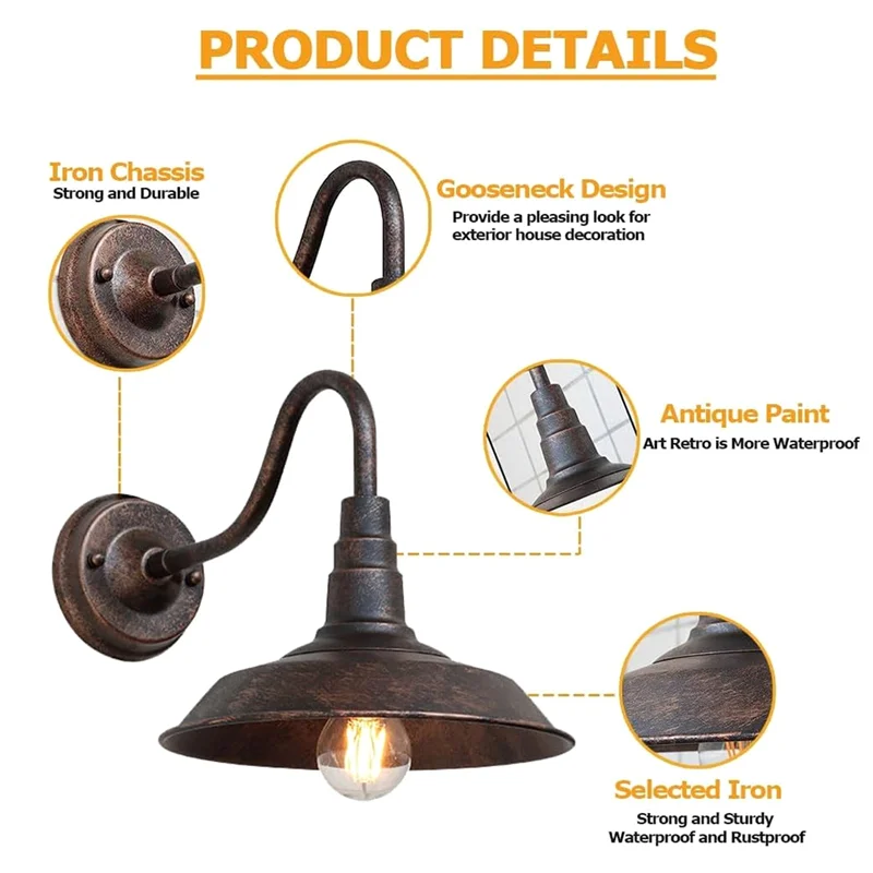 

ABVA-Vintage Outdoor Wall Lamp Courtyard Balcony Retro Wall Light LED Industry Retro Wall Lamp