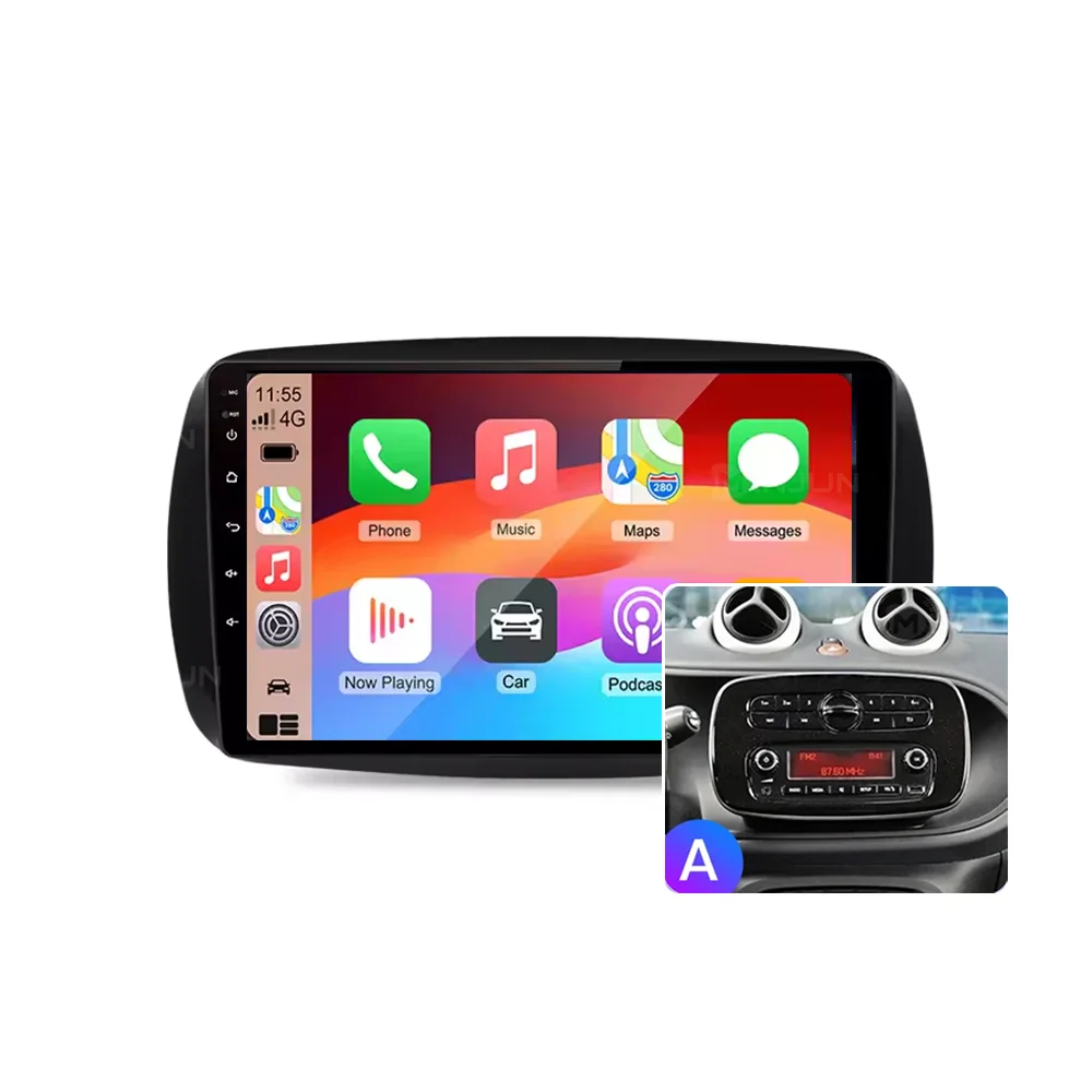 For Mercedes Benz Smart 453 Fortwo 2014-2020 Android 15 Wireless CarPlay Android Auto Car Radio GPS 4G+WiFi Multimedia Stereo