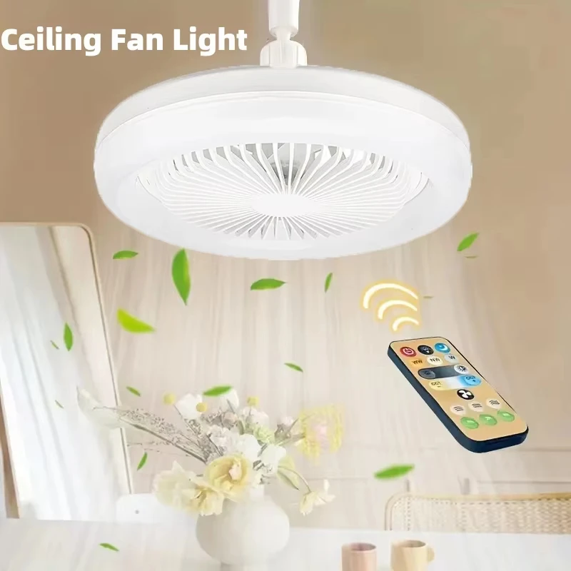 ﻿ E27 Conversion Base Lighting Base Suitable Smart 2 In 1 Ceiling Fan With Remote Control Lighting for Bedroom and Living