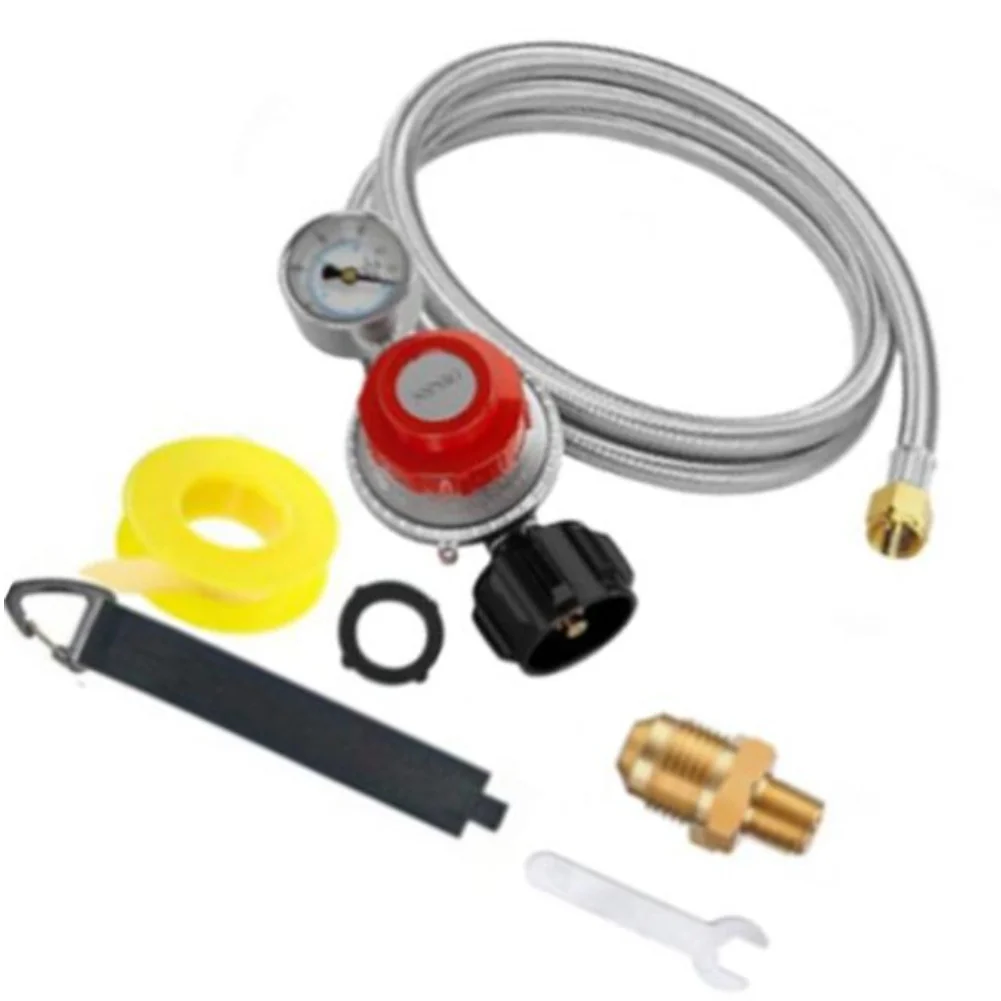 0-30 PSI Adjustable High Pressure Propane Regulator With Gauge For LP Gas Grill, Burner, Turkey Fryer With 3/8 for flare X 1/8