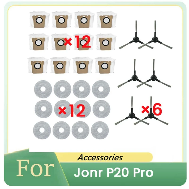

Compatible For JONR P20 PRO Spare Parts Side Brush Mop Cloth Dust Bag Accessories Consumables-AT36