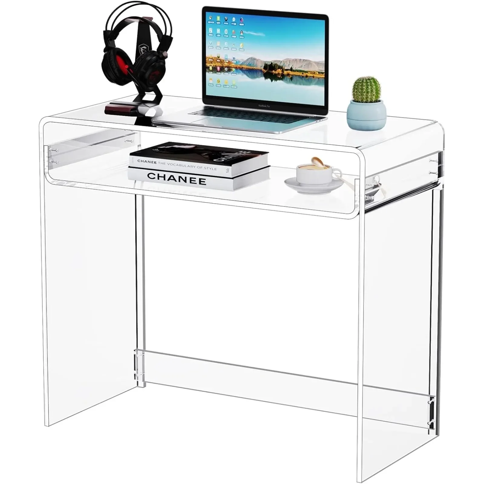 US Acrylic Desk Laptop Study Table Home Office Console Table Entrance Table, 33.5'' x 15.7'' x 29.5'' (Clear)