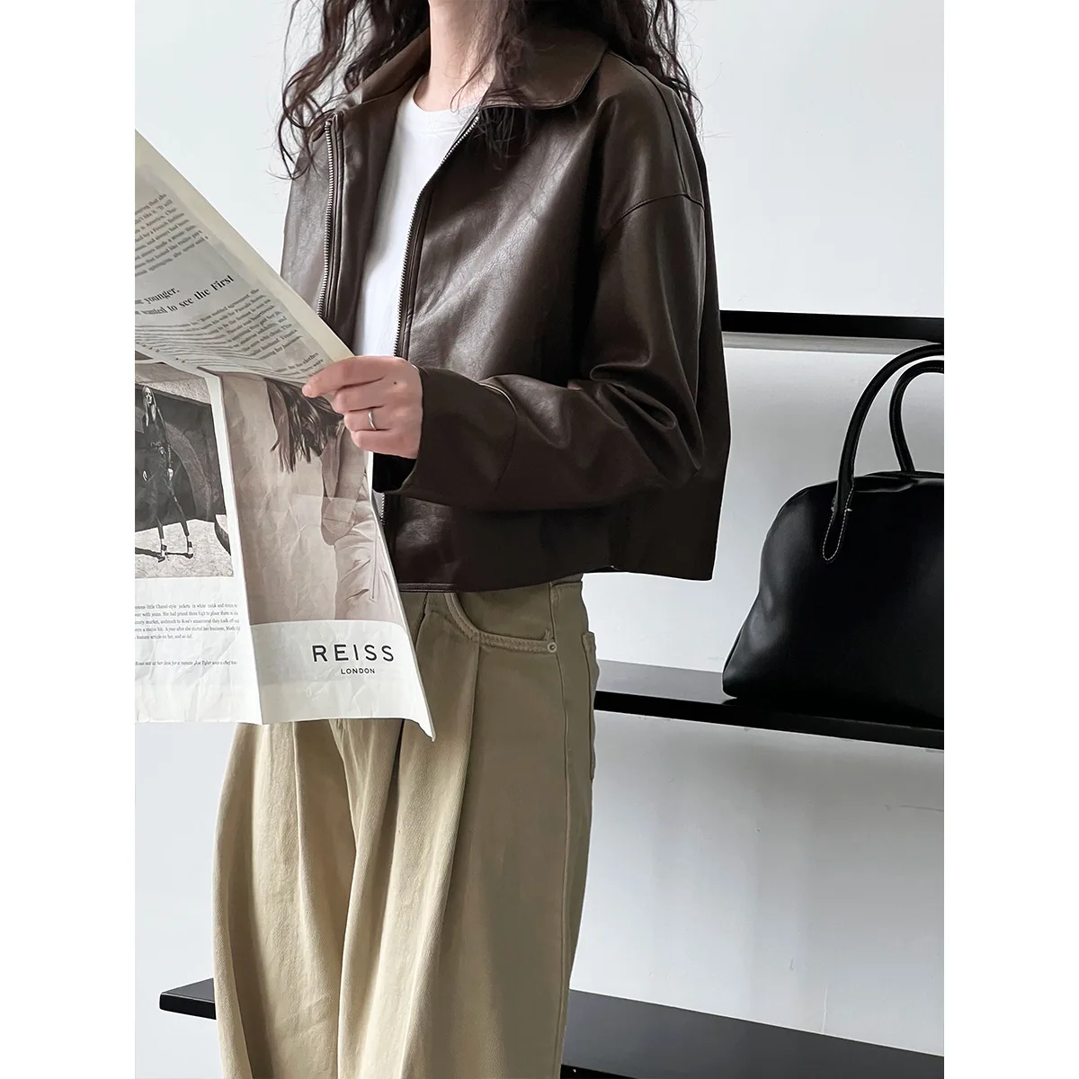 Giacca in pelle con risvolto Giacca da donna in pelle PU stile porta primaverile e autunnale Locomotiva Top Tide