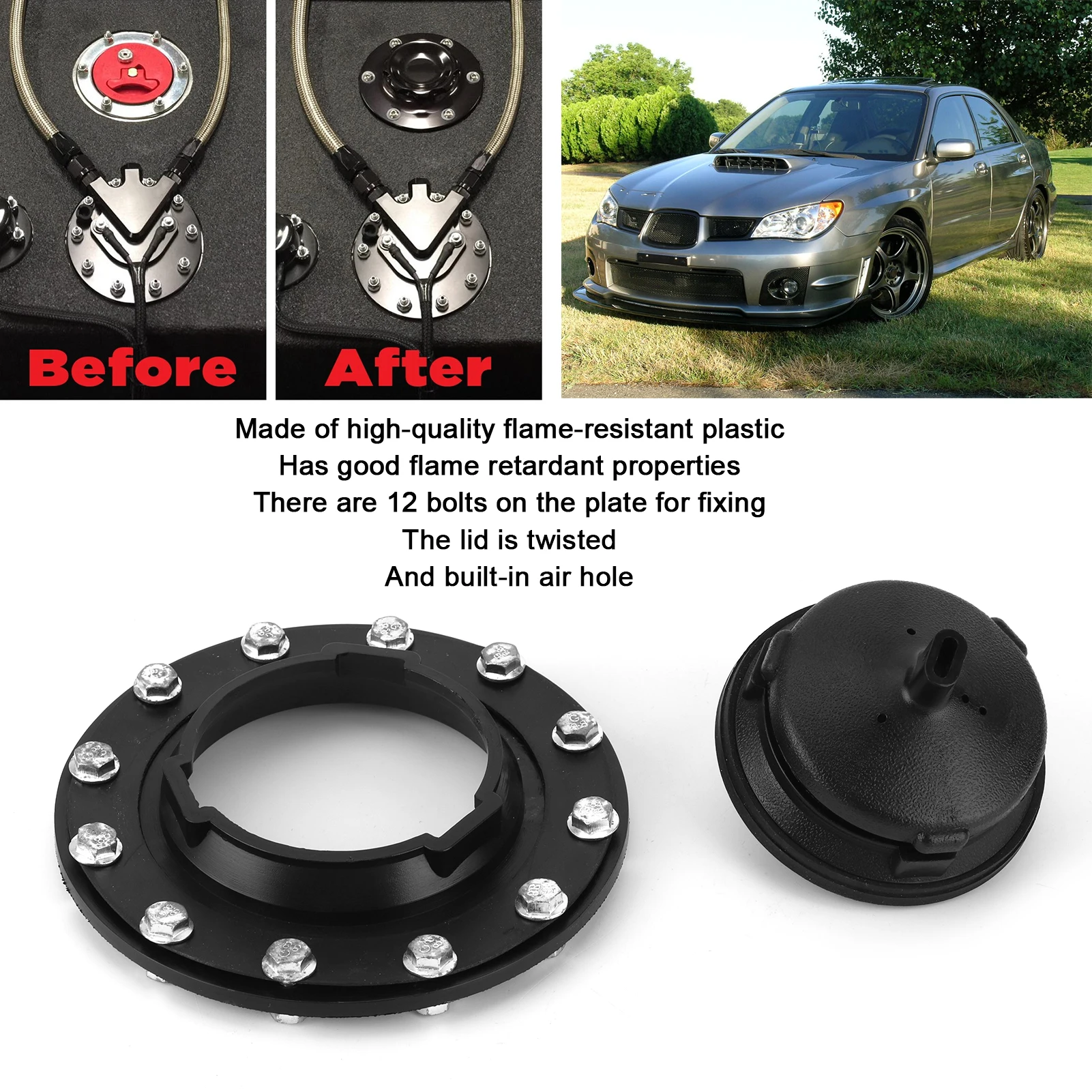 

Fuel Cell Gas Tank Filler Cap Twist Cover Fitting Flame Resistance with Nut Bolt Universal