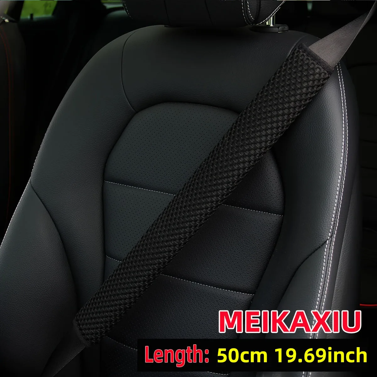 1 Stück Bestickter Atmungsaktiver Auto-Sicherheitsgurt-Schulterpolster 50cm 16,7 Zoll Auto-Innenausstattung Schwarz – Detail 6
