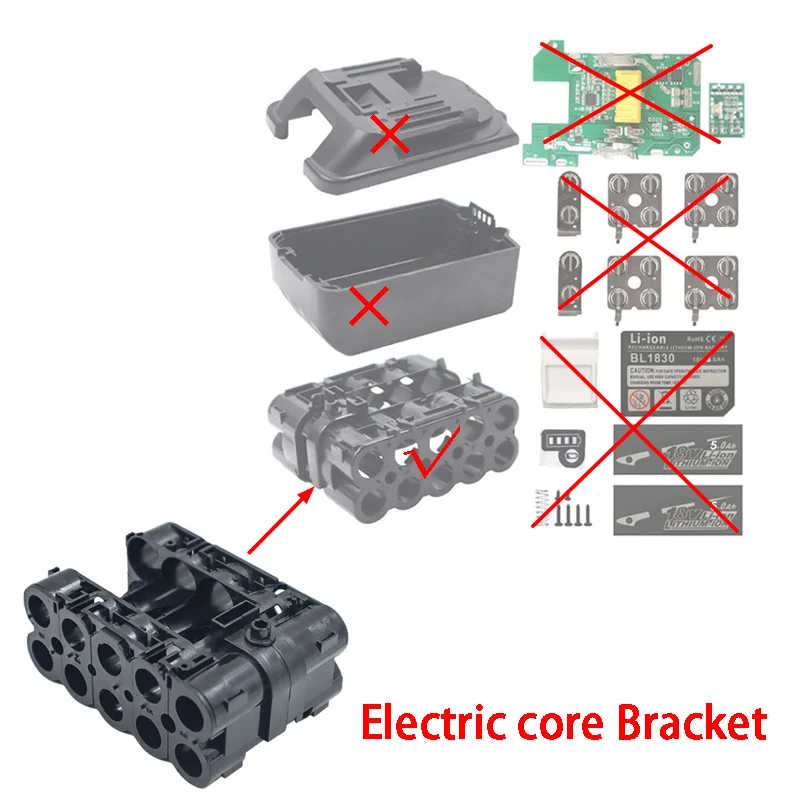 BL1830 opakowanie na baterie litowo-jonowy gniazdujący 10-rdzeniowy zestaw baterii litowych uchwyt mocujący do obudów Makita 18V BL1860