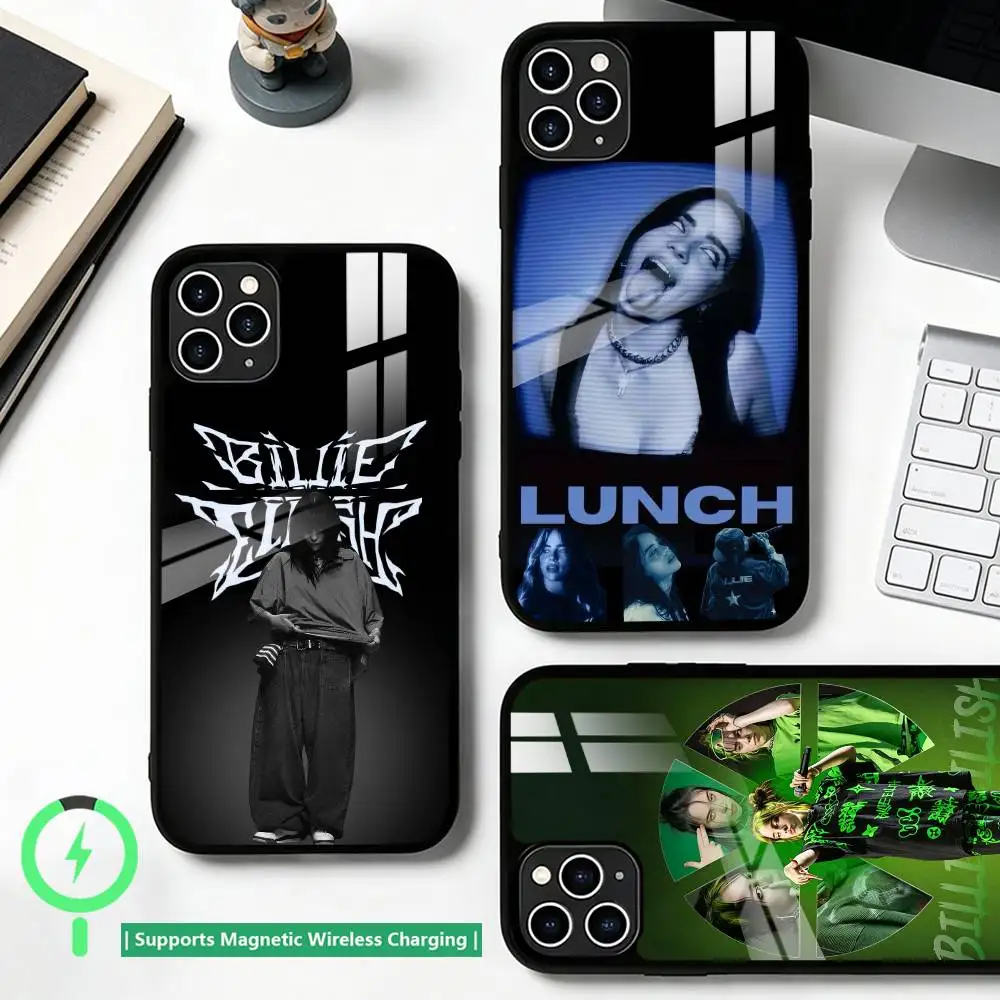 

Singer B-Billie -Eilish Phone Case For iPhone17,16,15,14,13,12,11 Plus,Pro Allows magnetic wireless charging