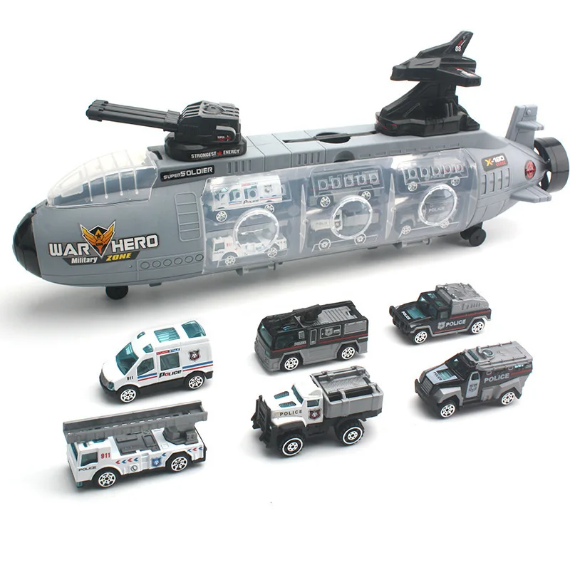 Children's Toy Sliding Warship Submarine With Alloy Car Racing Plastic Model Car Tank Model Toys For Boy B051