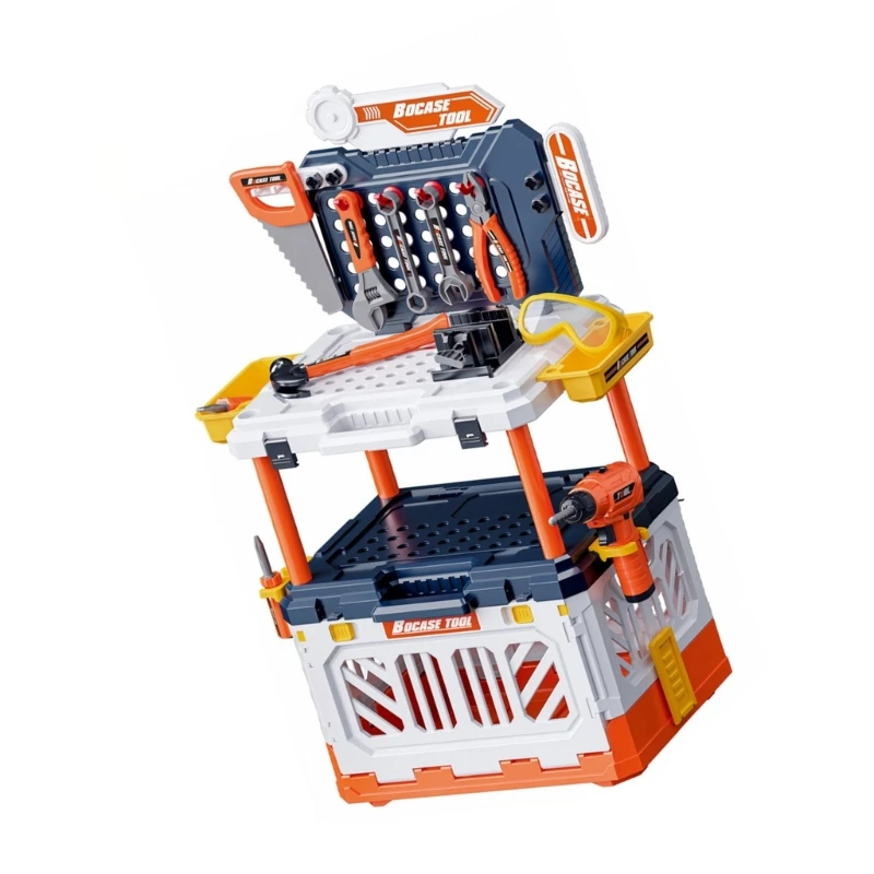 90PCS Partizipative Werkzeug Hocker Spielzeug Finish Pretend Reparatur Set Sichere ABS Materialien Hand Orgel Der Sehkraft 15UB