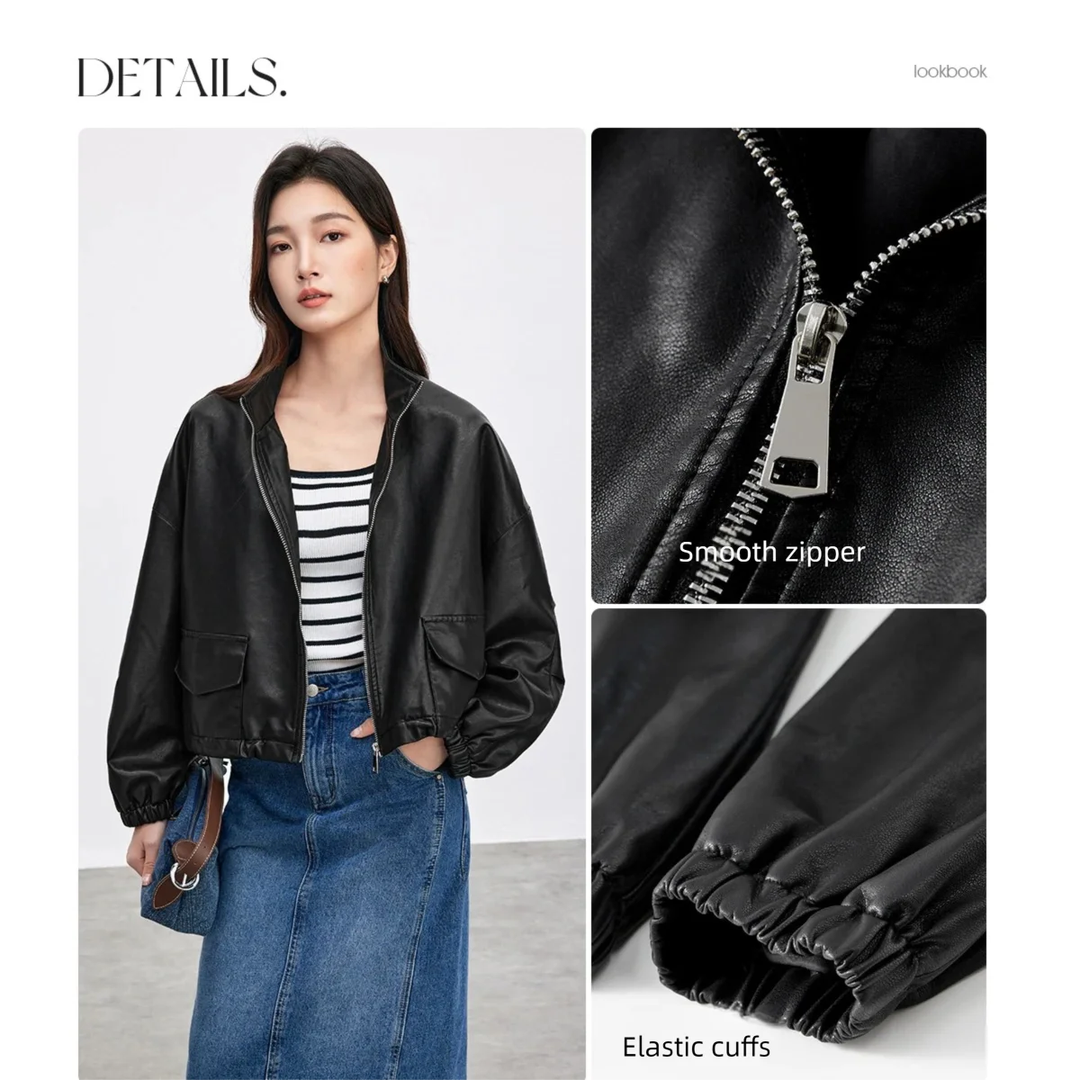 SENTUBILA Leather Jacket Women 2025 Autumn Fall Fashion Vintage Commute Loose Stand Collar Folds Pu Short Outerwears W51G87928